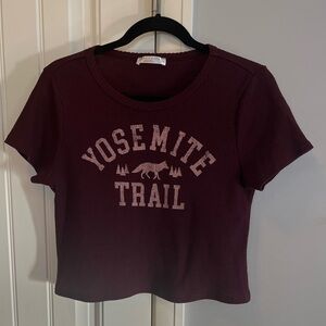 Burgundy Rose + Vine Crop Top L-XL